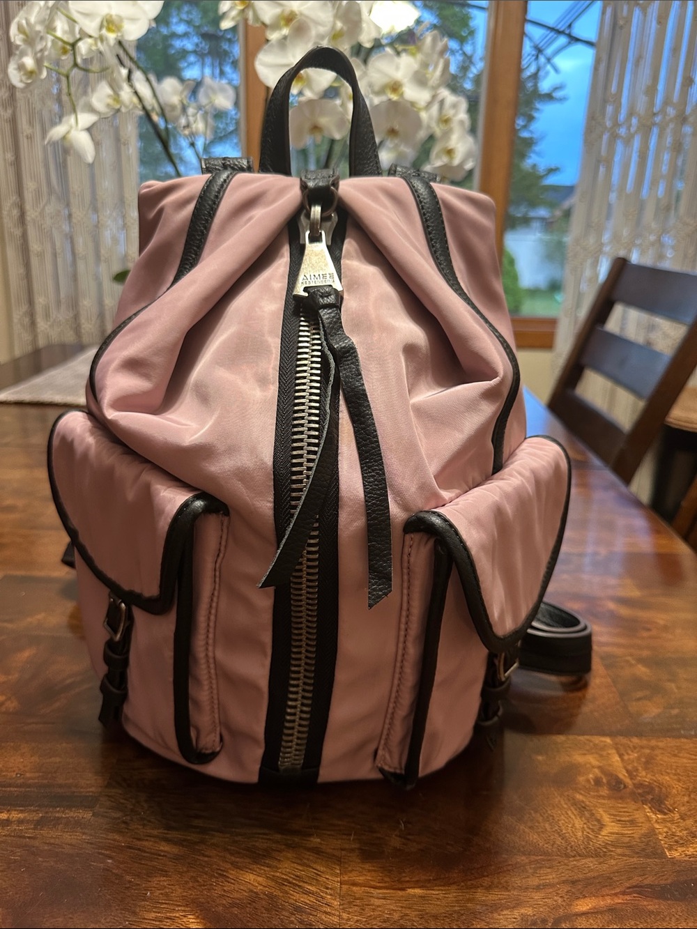 Pink Nylon Mini Backpack with Black Trim Aimee Kestenberg